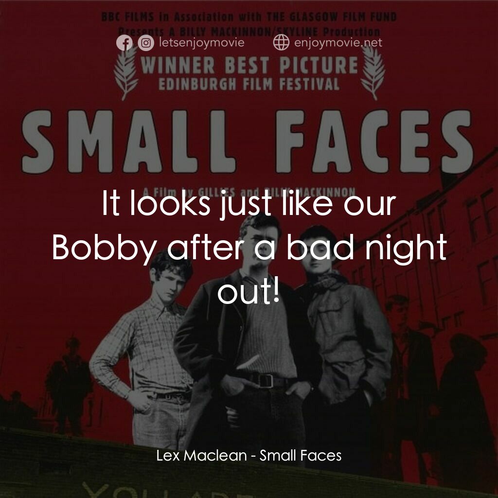 現代鬥魚電影對白：Lex Maclean:  It looks just like our Bobby after a bad night out!