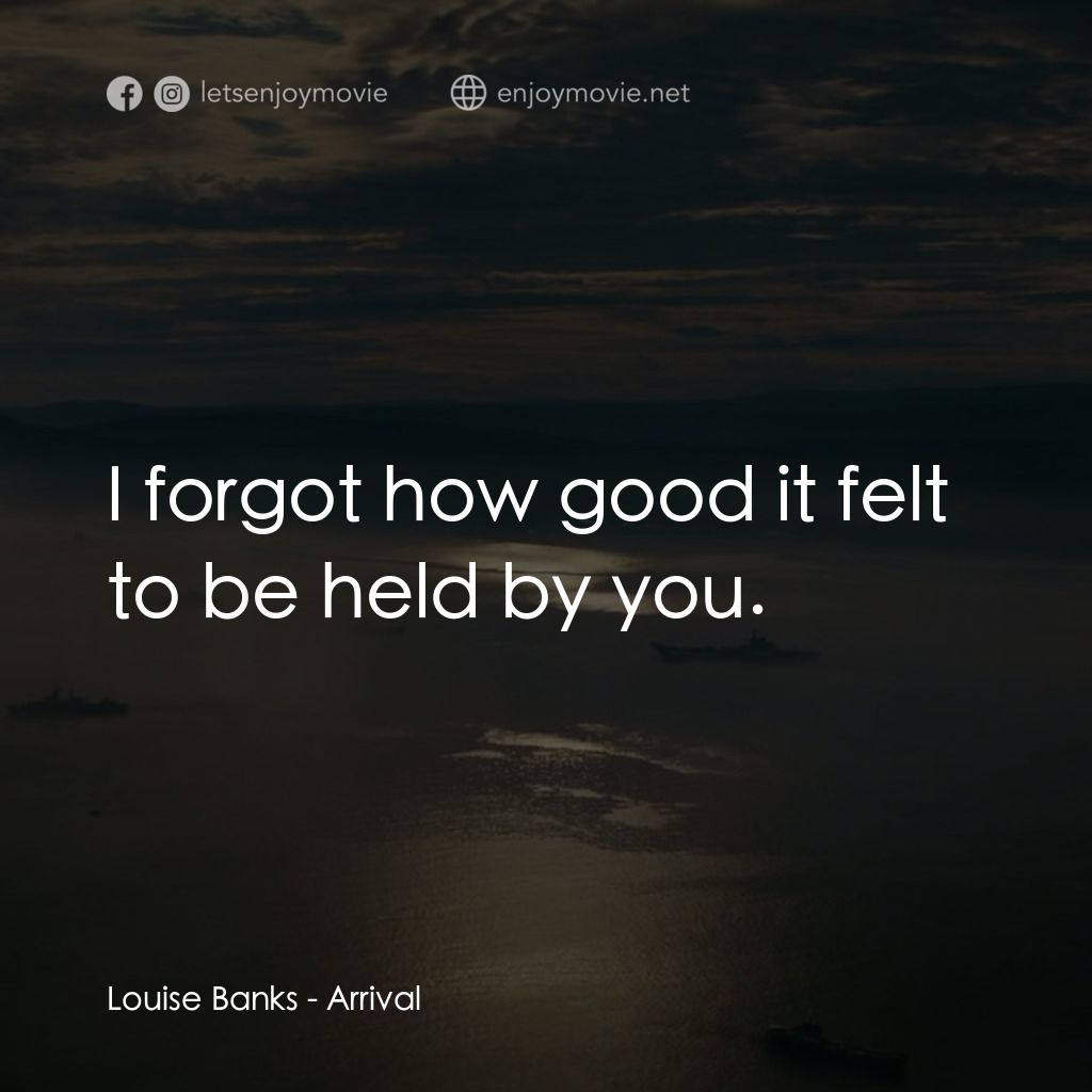 異星入境電影對白：Louise Banks: I forgot how good it felt to be held by you.
