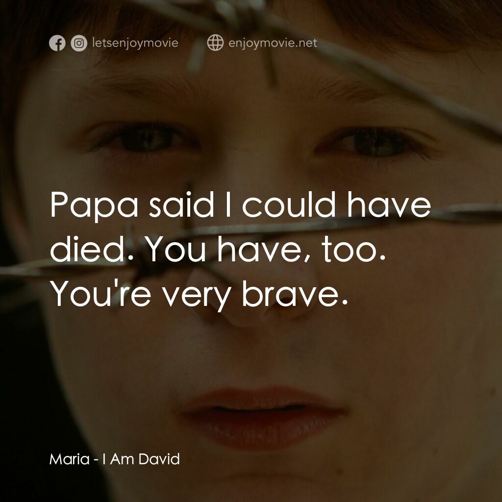 送信到哥本哈根電影對白：Maria:  Papa said I could have died. You have, too. You're very brave.