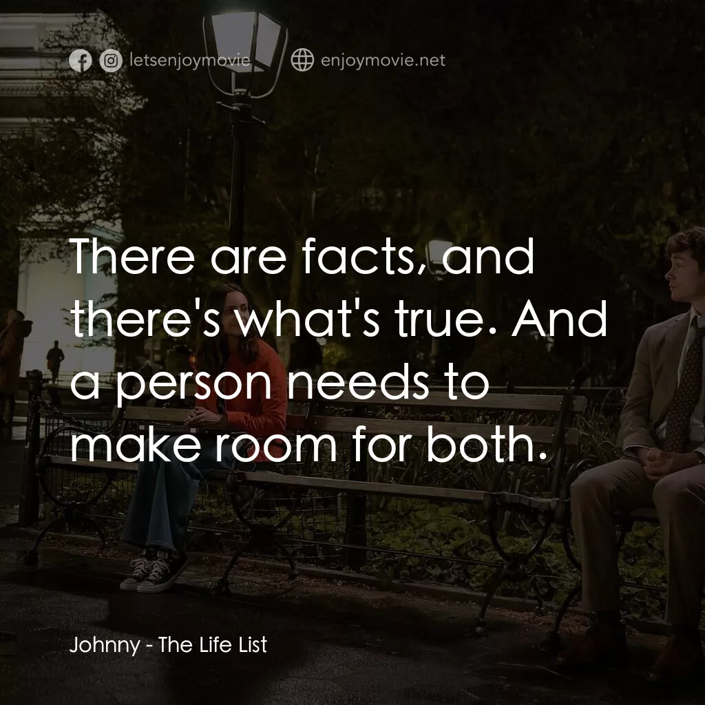 《生命清單》經典台詞：Johnny:  There are facts, and there's what' ...