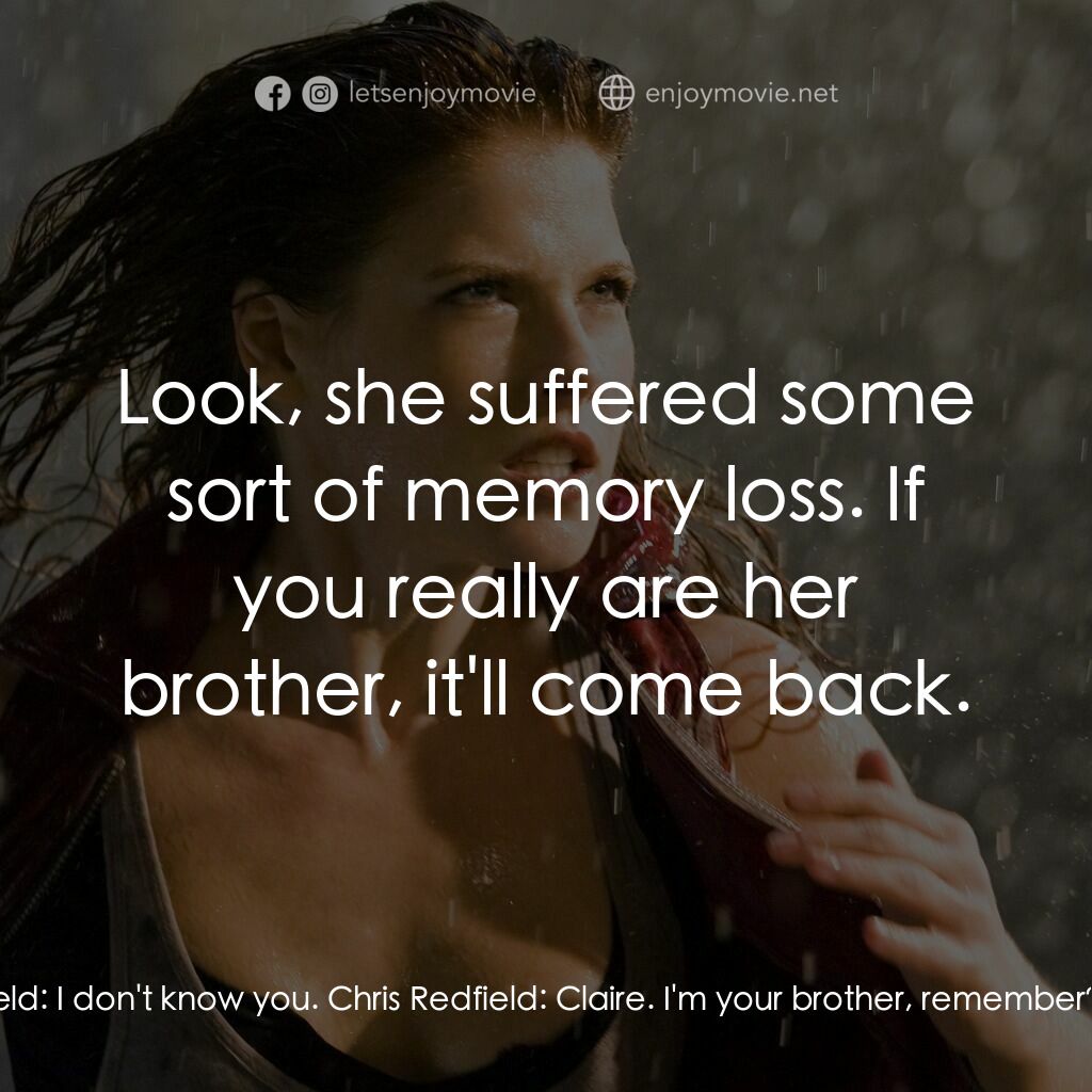 《生化危機3D：戰神再生》經典台詞：Chris Redfield:  Claire? Claire Redfield:  What? C ...