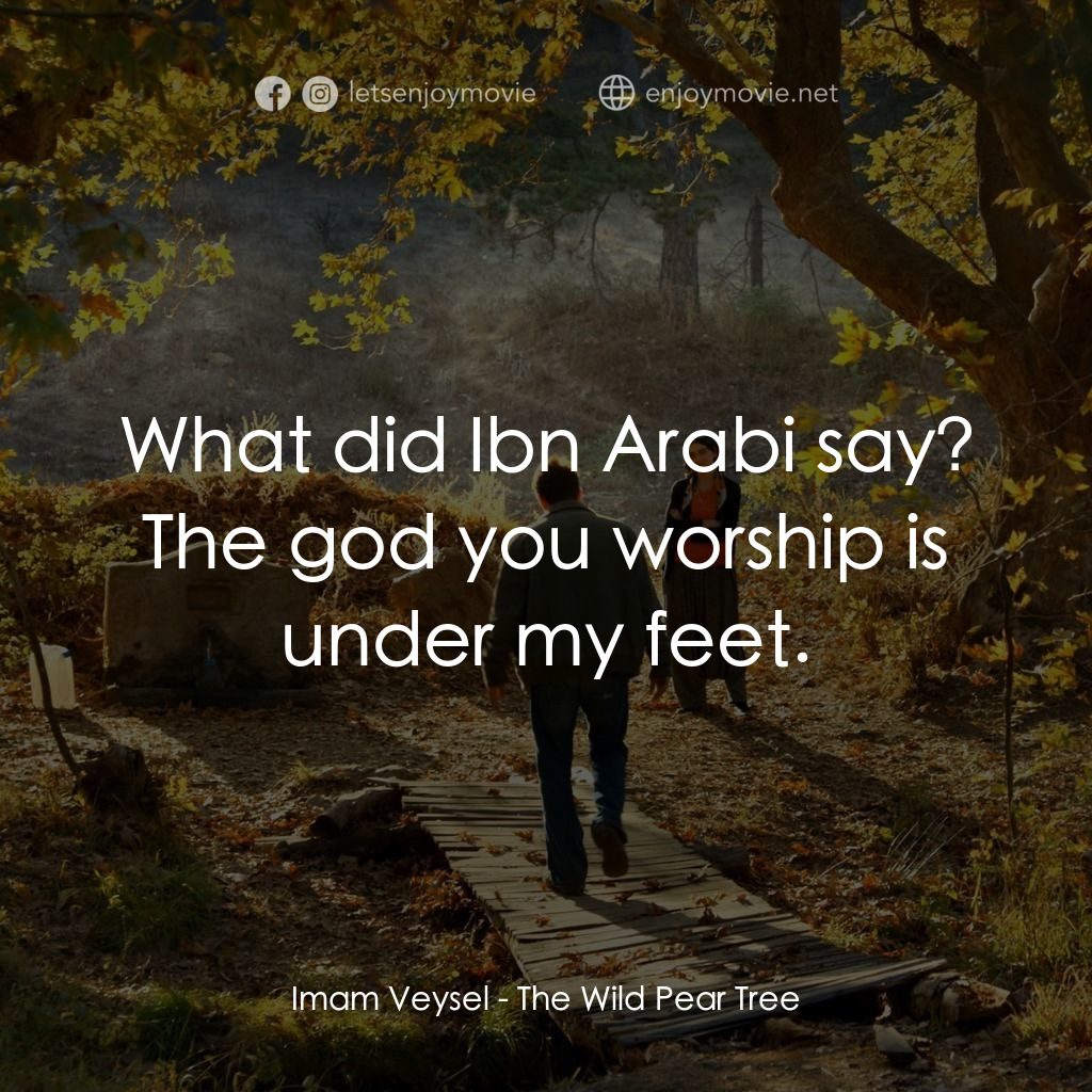 野梨樹電影對白：Imam Veysel: What did Ibn Arabi say? The god you worship is under my feet.