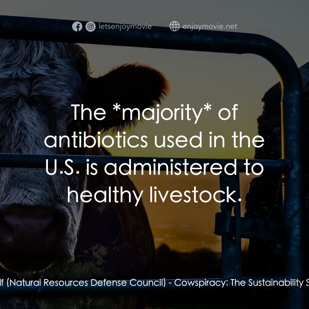 奶牛陰謀：永遠不能說的秘密電影對白：Herself (Natural Resources Defense Council): The *majority* of antibiotics used i