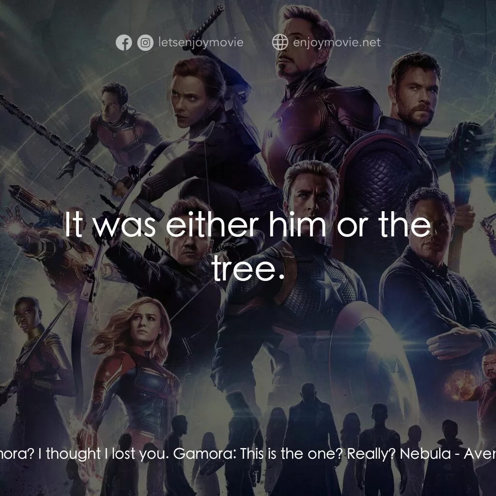 復仇者聯盟4 : 終局之戰電影對白：Peter Quill:  Gamora? I thought I lost you. Gamora:  This is the one? Really? Neb