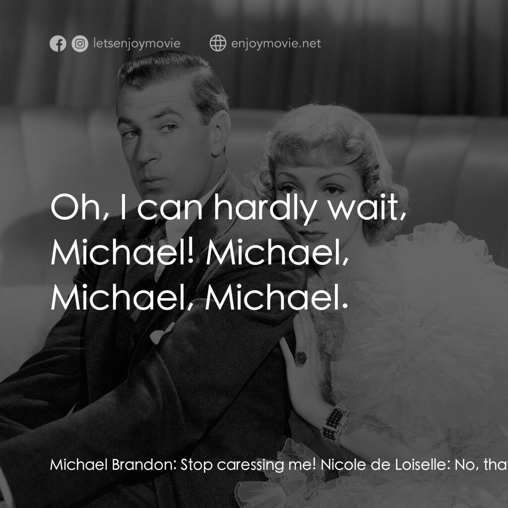 《第八夫人》經典台詞：Michael Brandon:  Stop caressing me! Nicole de Loi ...