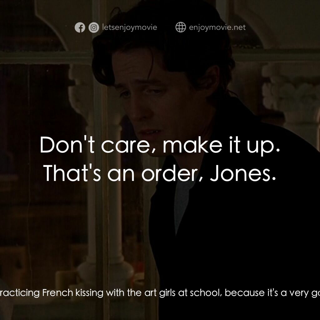 BJ 單身日記電影對白：Daniel Cleaver:  First, have some more wine, and then tell me the story about pra