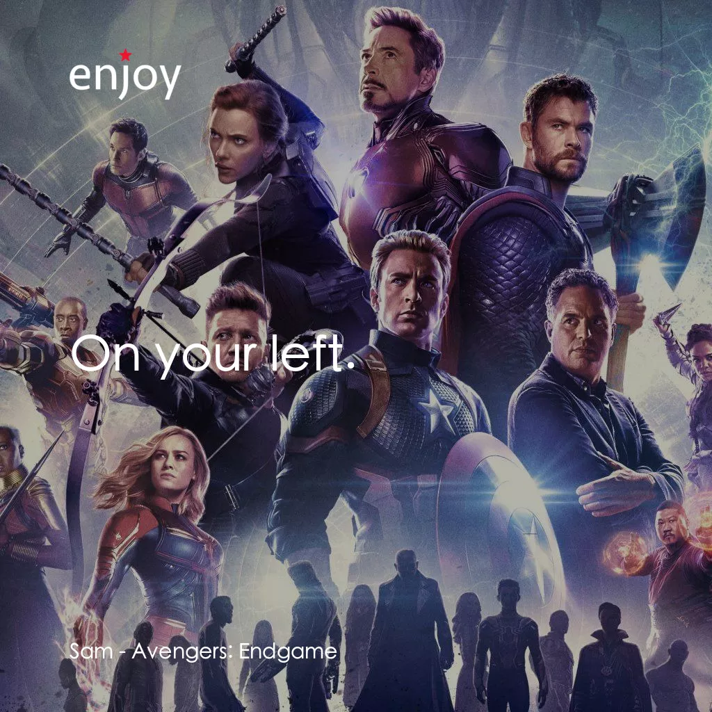 復仇者聯盟4 : 終局之戰電影對白：Sam:  On your left.
