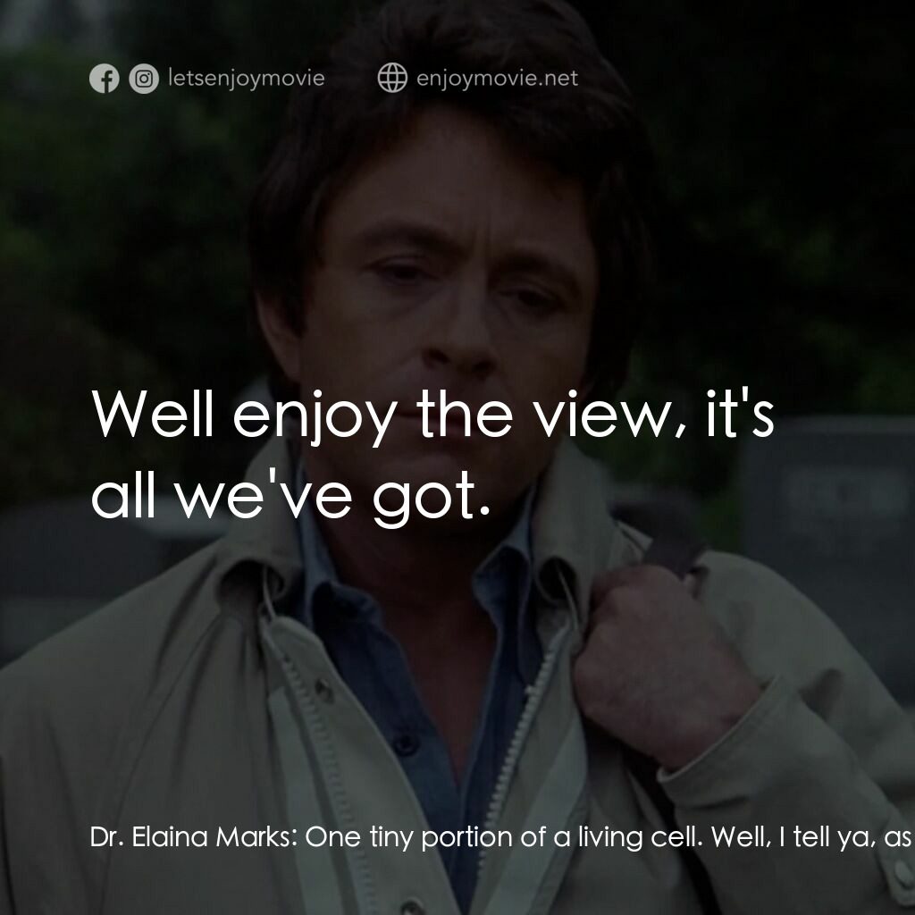 浩克：英雄將起電影對白：Dr. Elaina Marks:  One tiny portion of a living cell. Well, I tell ya, as many ti
