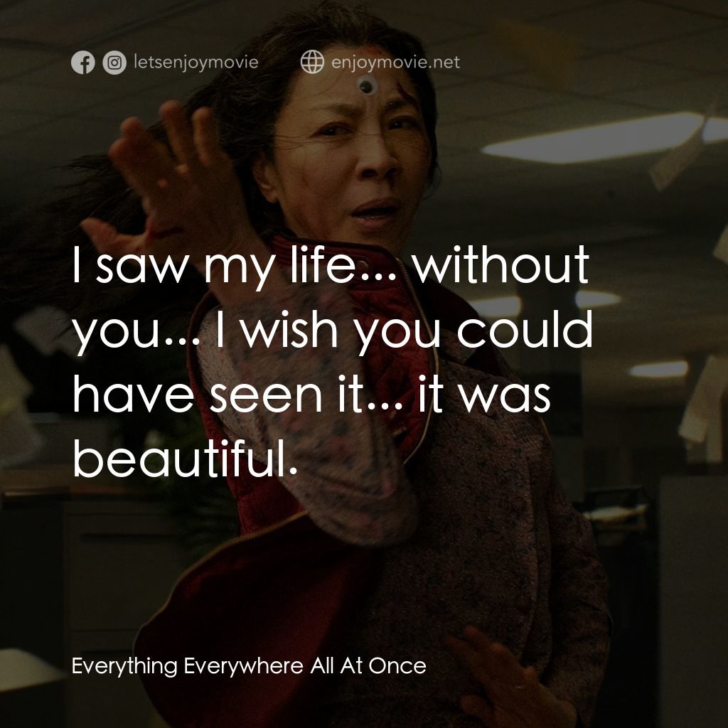 媽的多重宇宙電影對白：I saw my life... without you... I wish you could have seen it... it was beautiful