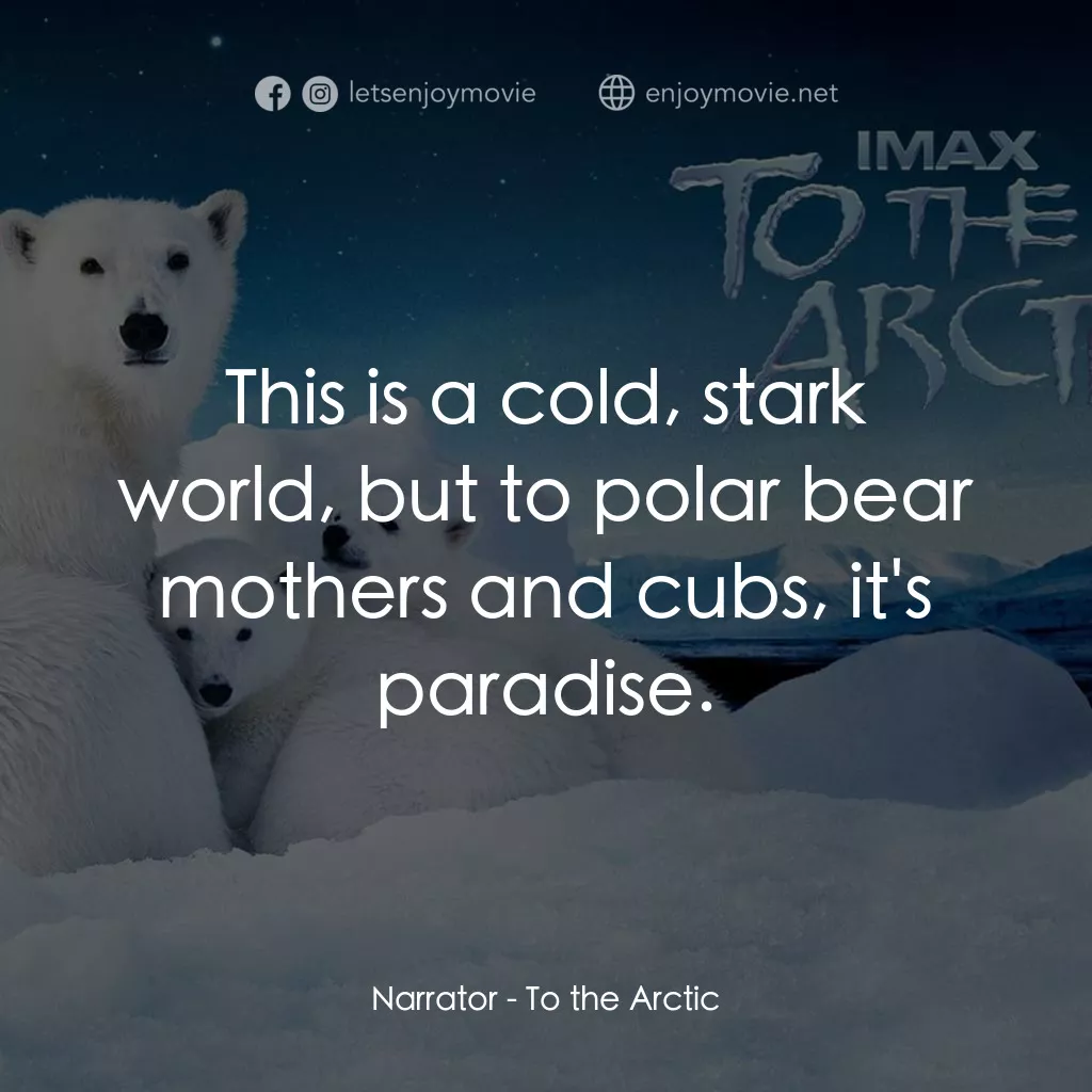 《To the Arctic 3D》經典台詞：Narrator: This is a cold, stark world, but to pola ...