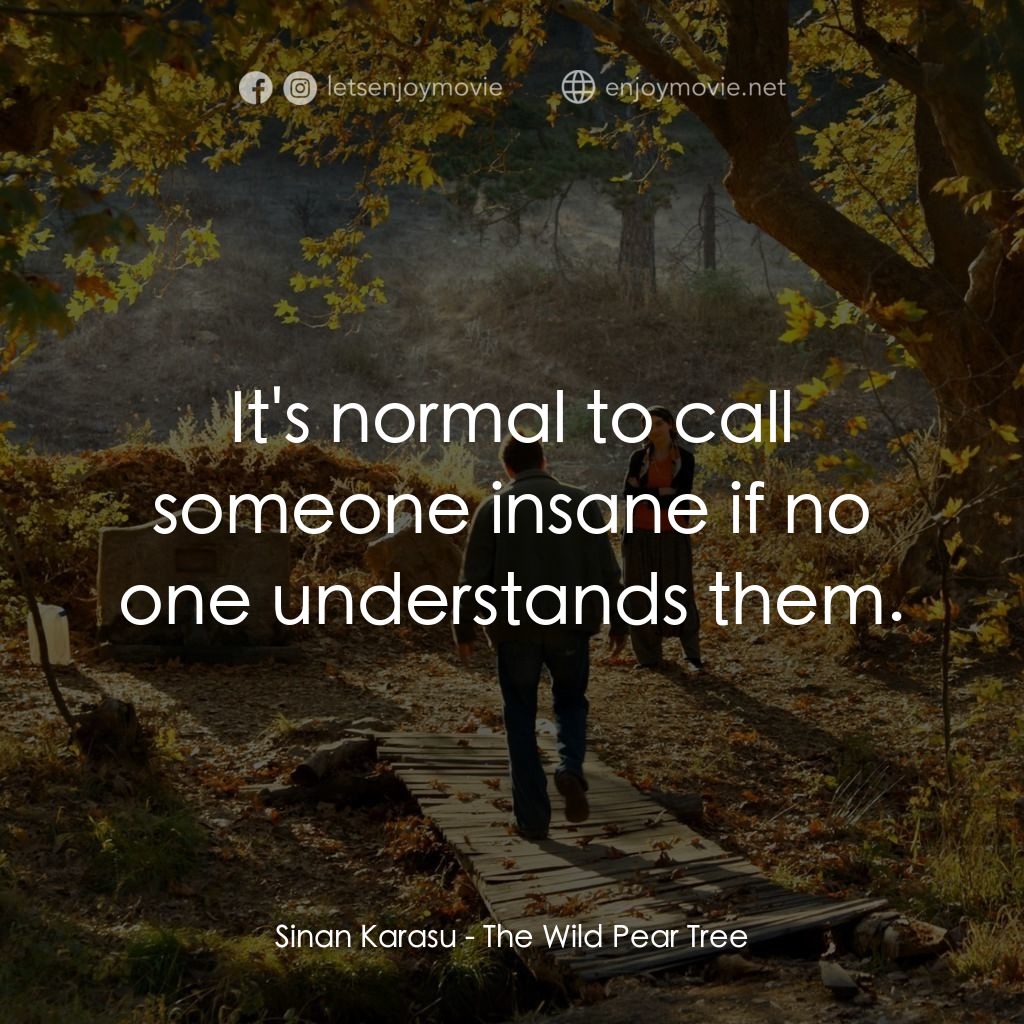 野梨樹電影對白：Sinan Karasu: It's normal to call someone insane if no one understands them.