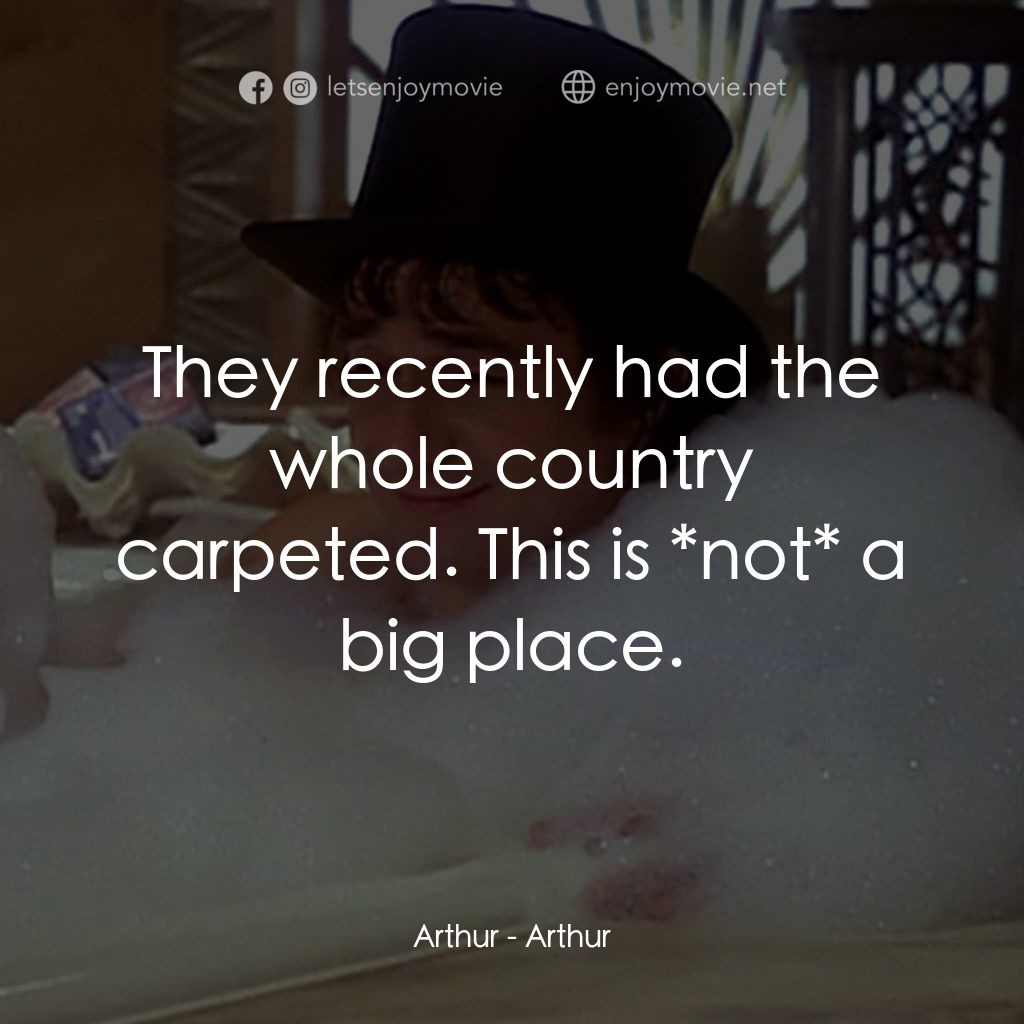 二八佳人花公子電影對白：Arthur: They recently had the whole country carpeted. This is *not* a big place.