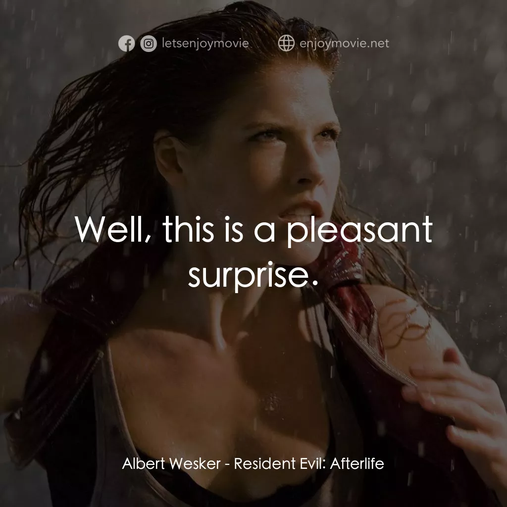 生化危機3D：戰神再生經典對白：Albert Wesker: Well, this is a pleasant surprise.