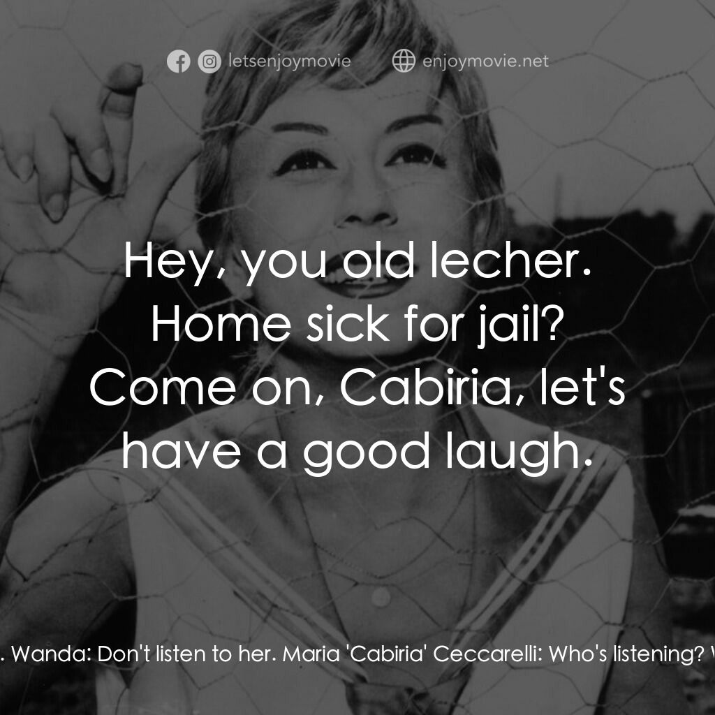 《花街春夢》經典台詞：Passer-by:  Cabiria, Alberto Lazzari's waiting ...