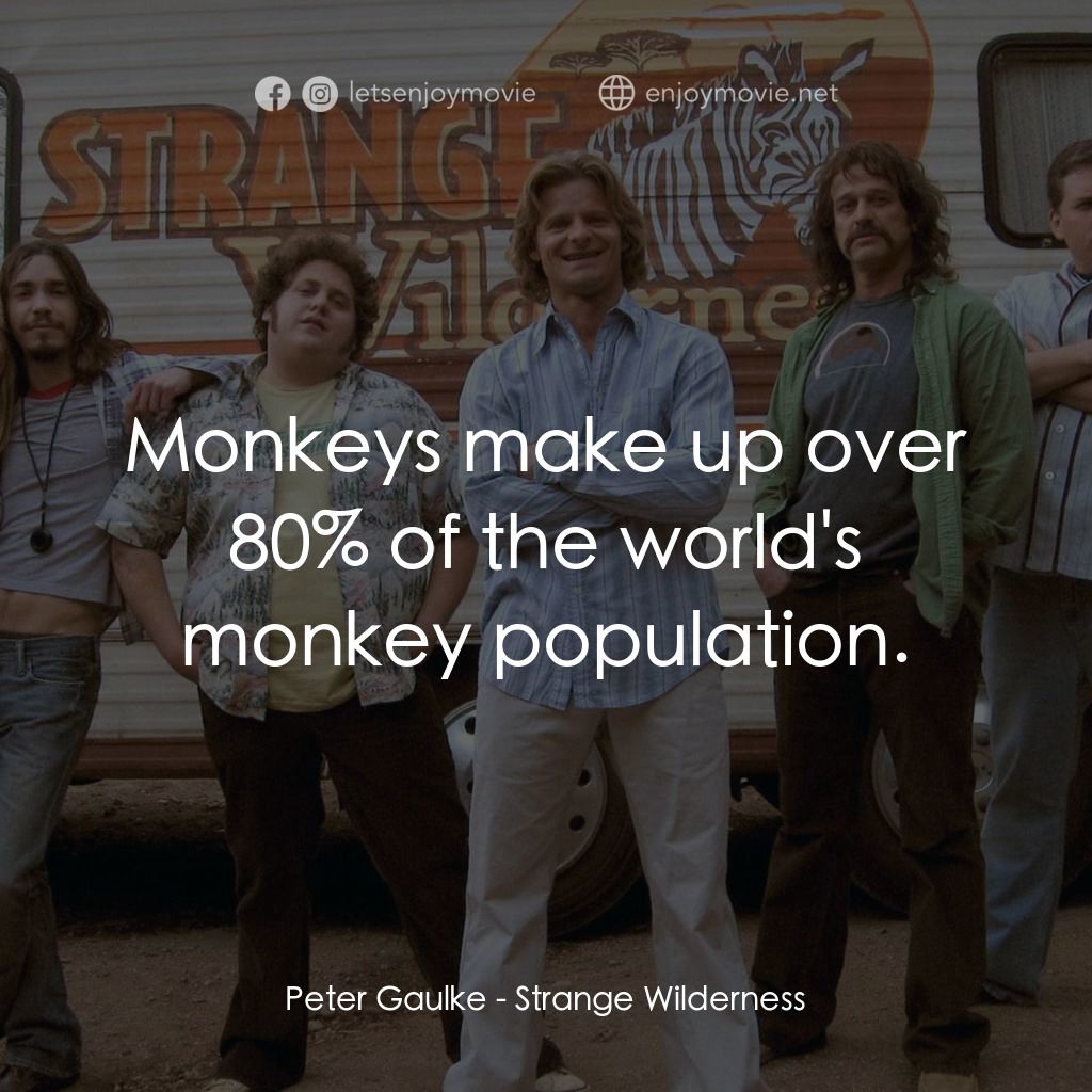 陌生荒漠電影對白：Peter Gaulke: Monkeys make up over 80% of the world's monkey population.