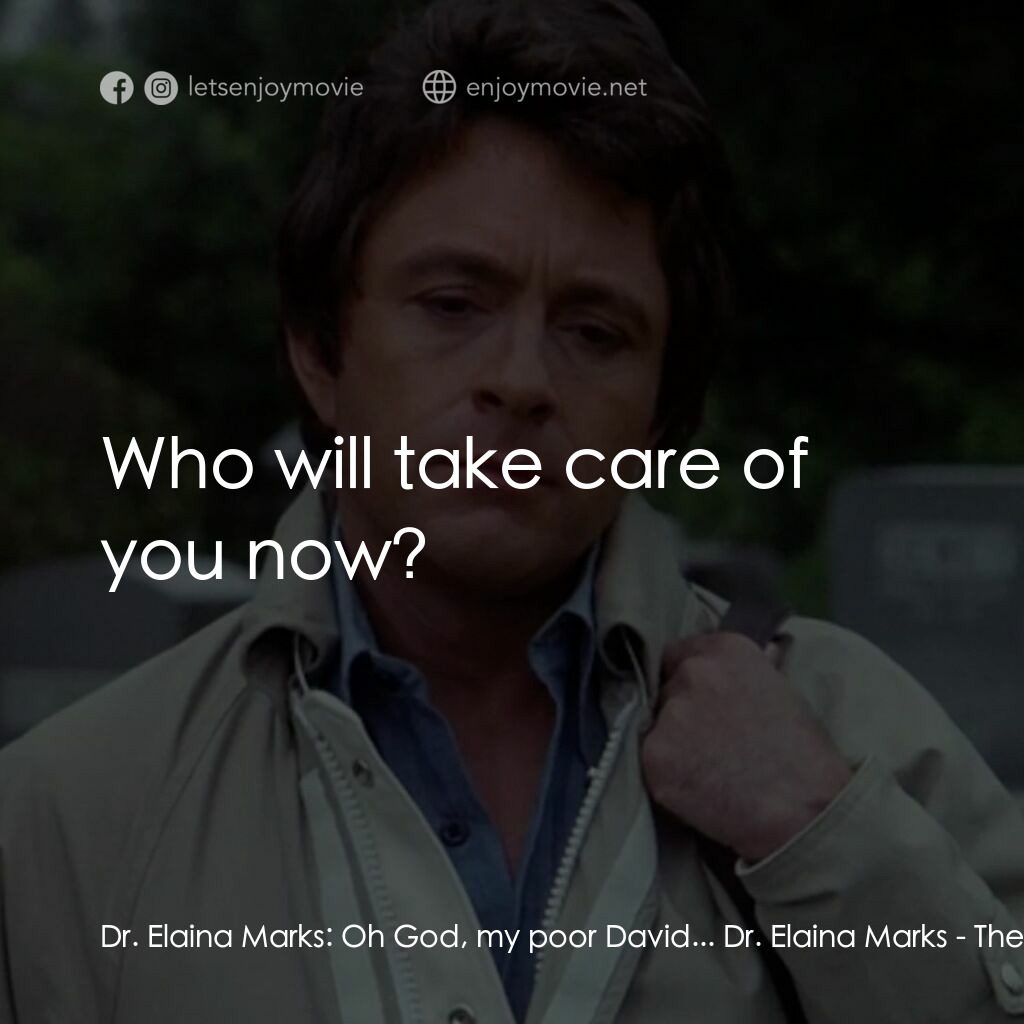 浩克：英雄將起電影對白：Dr. Elaina Marks:  Oh God, my poor David... Dr. Elaina Marks:  Who will take care