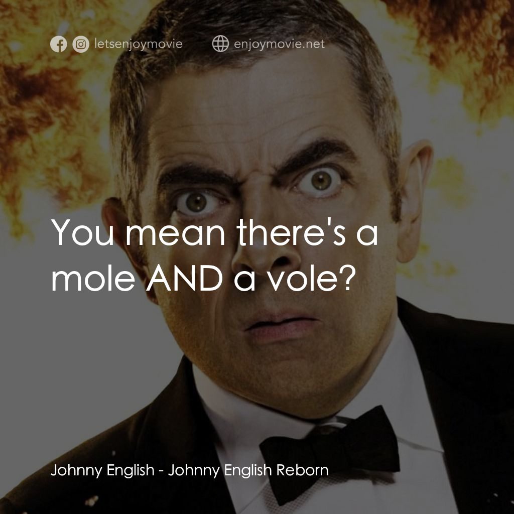 凸搥特派員：二度出包電影對白：Johnny English: You mean there's a mole AND a vole?