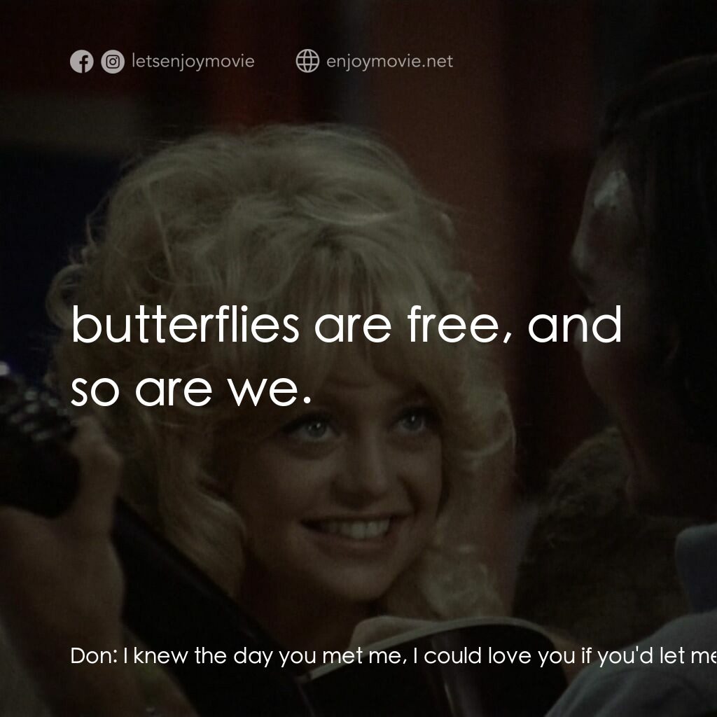 蝴蝶小姐電影對白：Don:  I knew the day you met me, I could love you if you'd let me, Though you tou