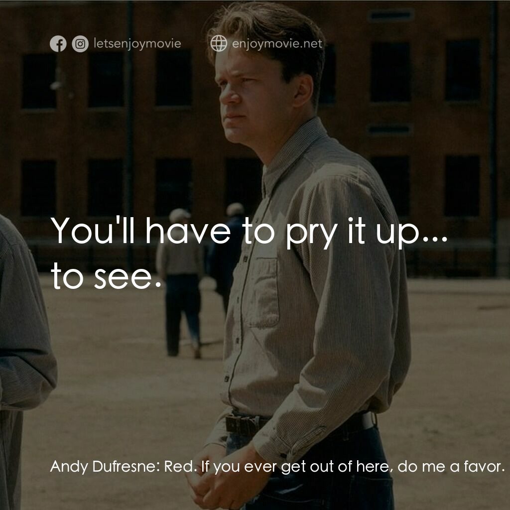 刺激 1995電影對白：Andy Dufresne:  Red. If you ever get out of here, do me a favor. Red:  Sure, Andy