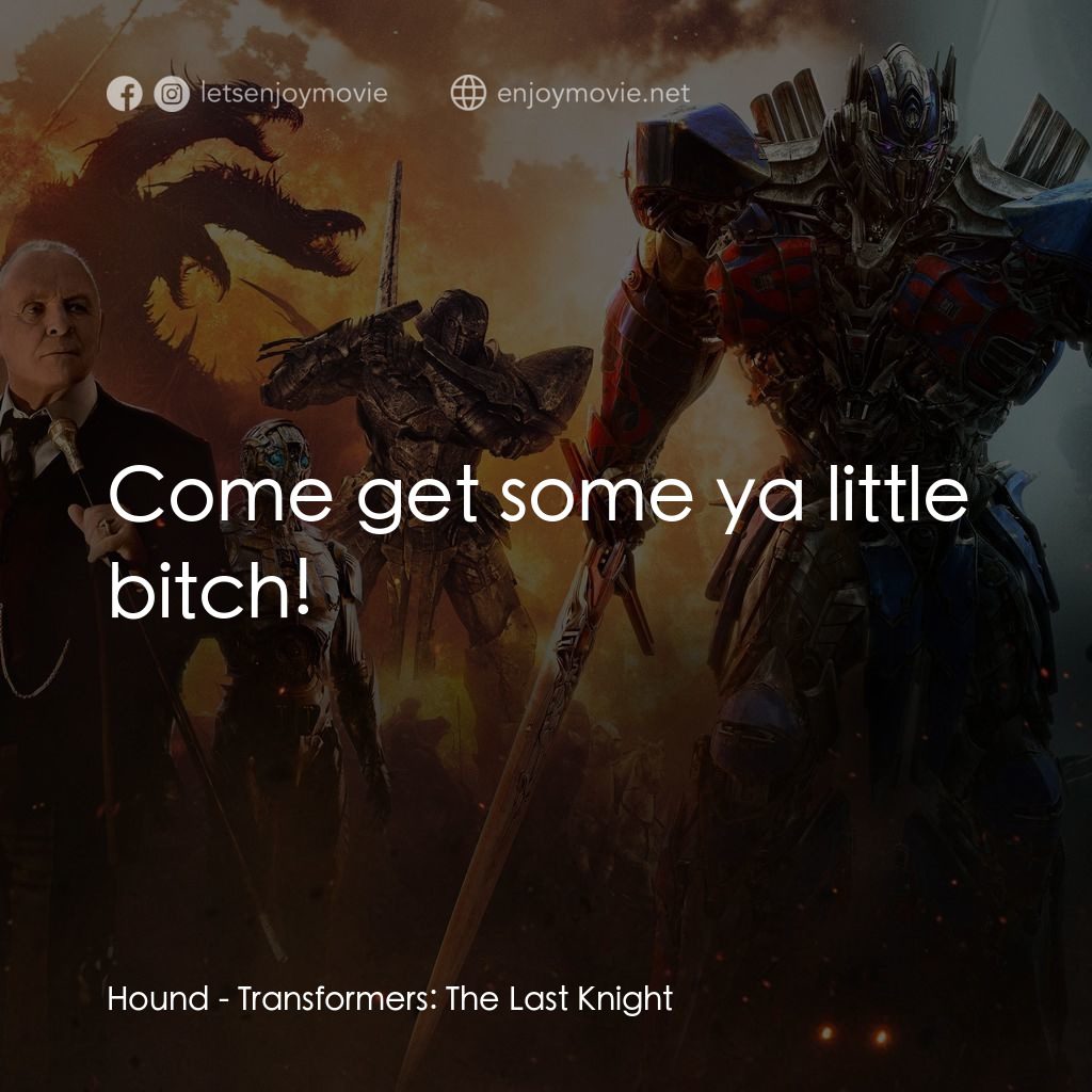 變形金剛：終極戰士電影對白：Hound: Come get some ya little bitch!