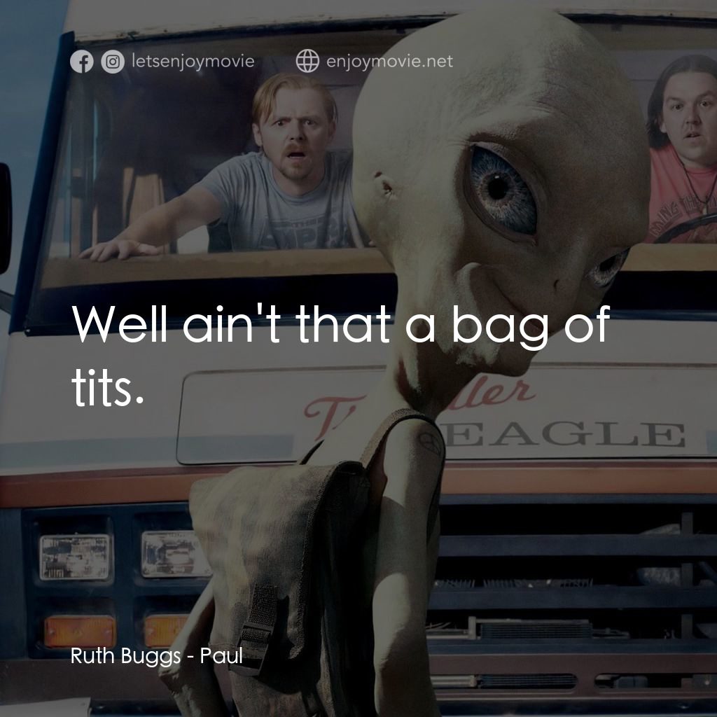 我們撞到外星人電影對白：Ruth Buggs: Well ain't that a bag of tits.