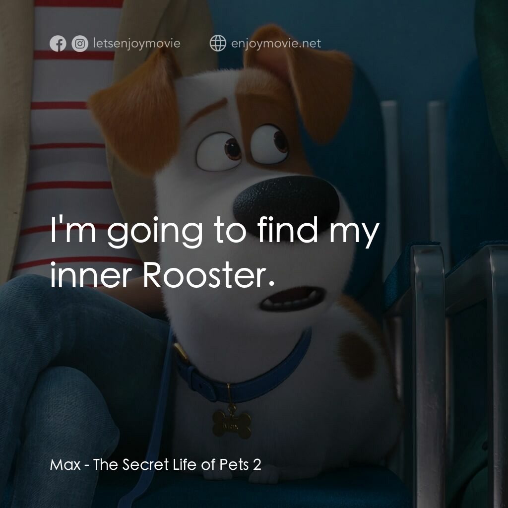Pet Pet當家 2電影對白：Max:  I'm going to find my inner Rooster.