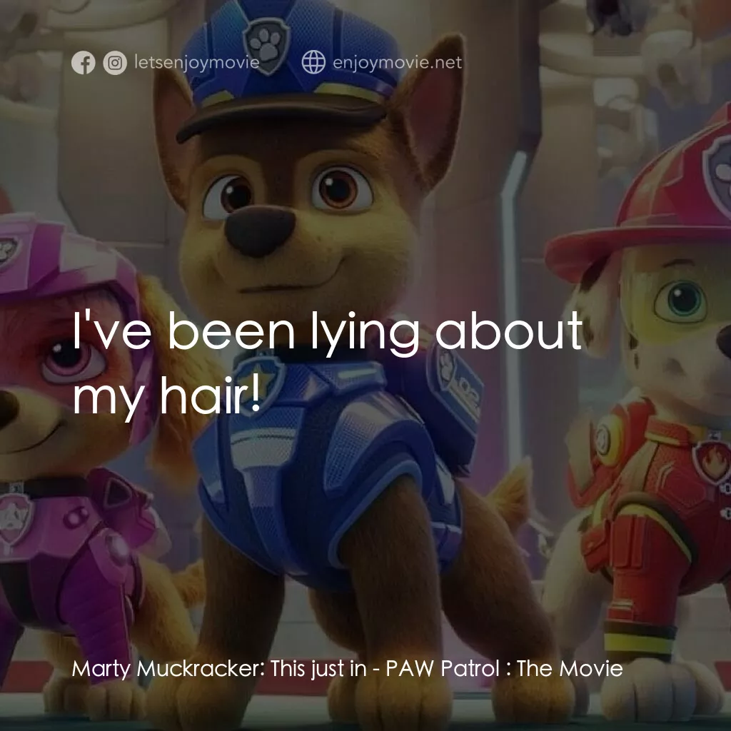 汪汪隊立大功大電影電影對白：Marty Muckracker:  This just in:  I've been lying about my hair!