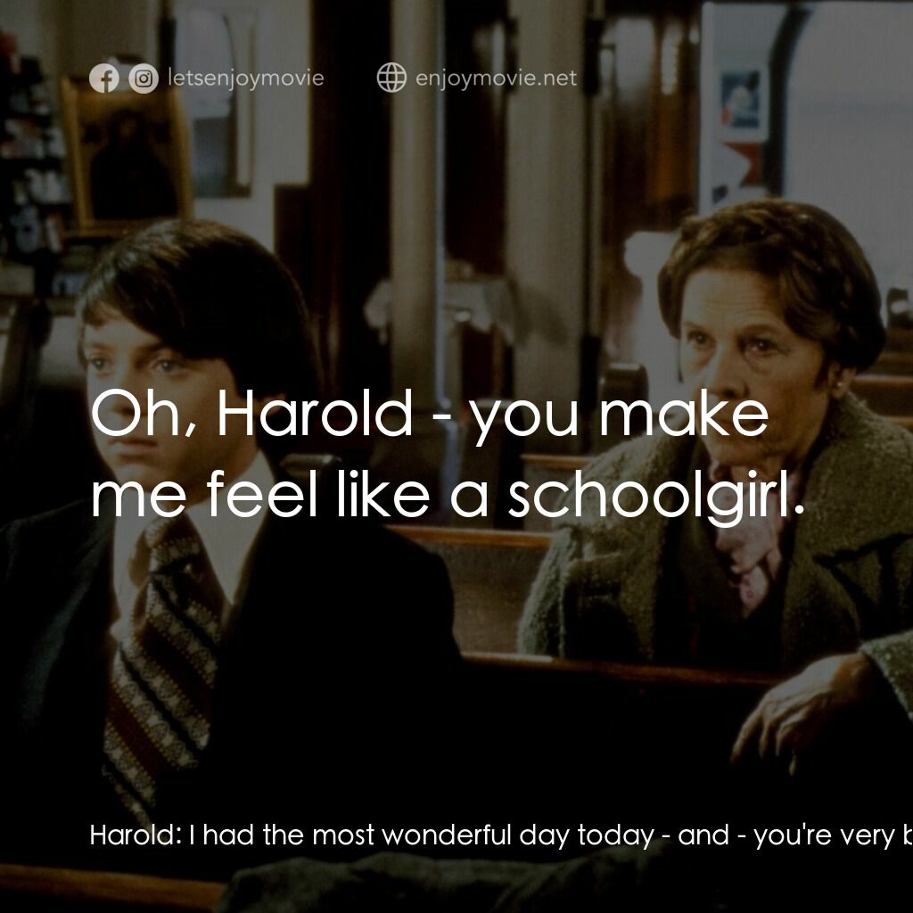 哈洛與茂德電影對白：Harold:  I had the most wonderful day today - and - you're very beautiful. Maude: