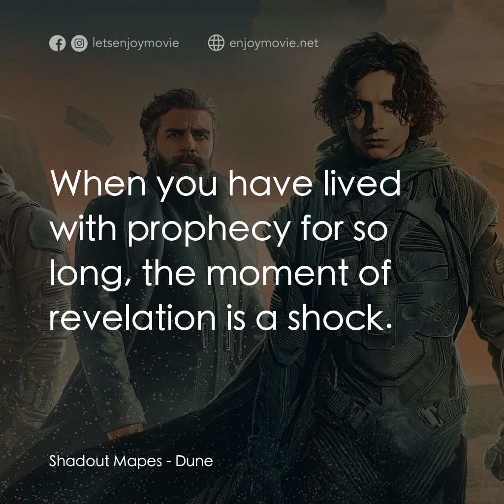 沙丘電影對白：Shadout Mapes: When you have lived with prophecy for so long, the moment of revel