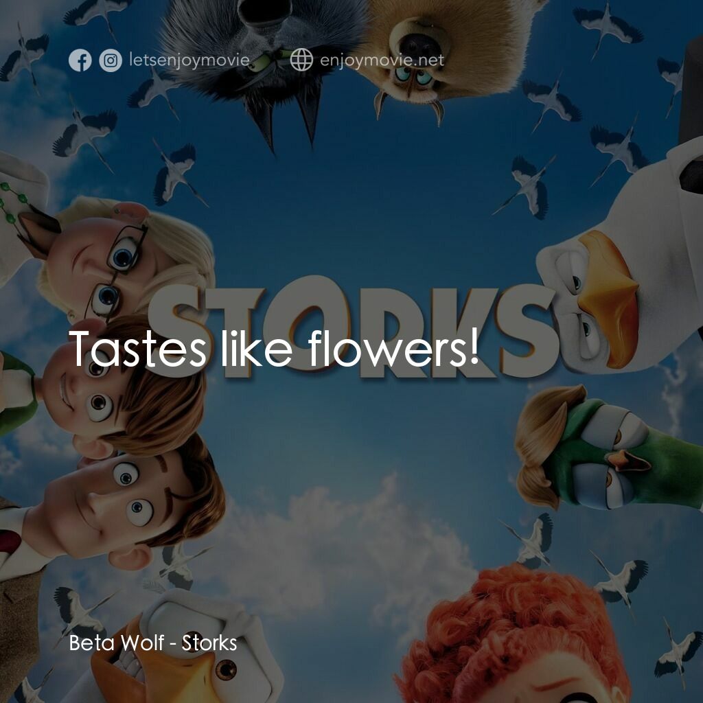 BB宅急便電影對白：Beta Wolf:  Tastes like flowers!