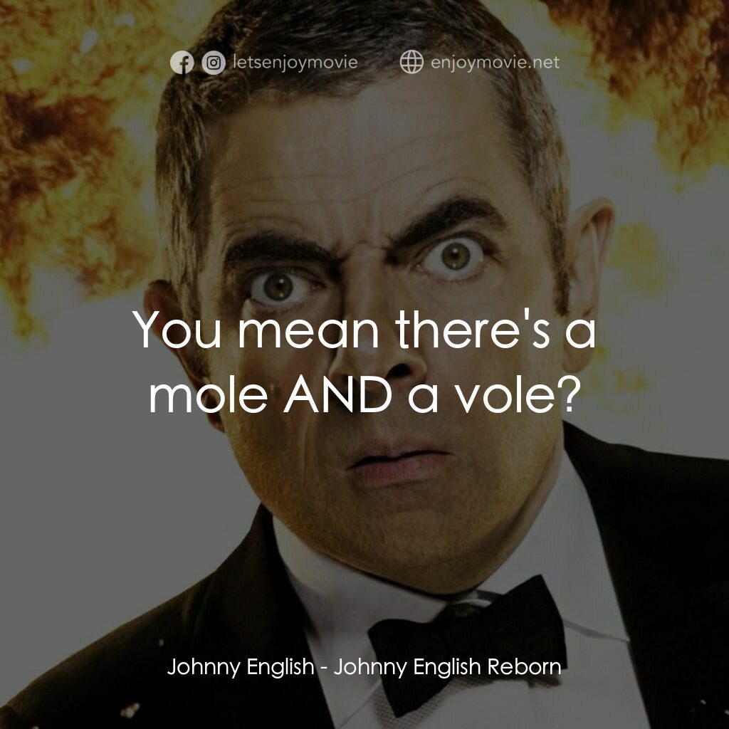 凸搥特派員：二度出包電影對白：Johnny English:  You mean there's a mole AND a vole?