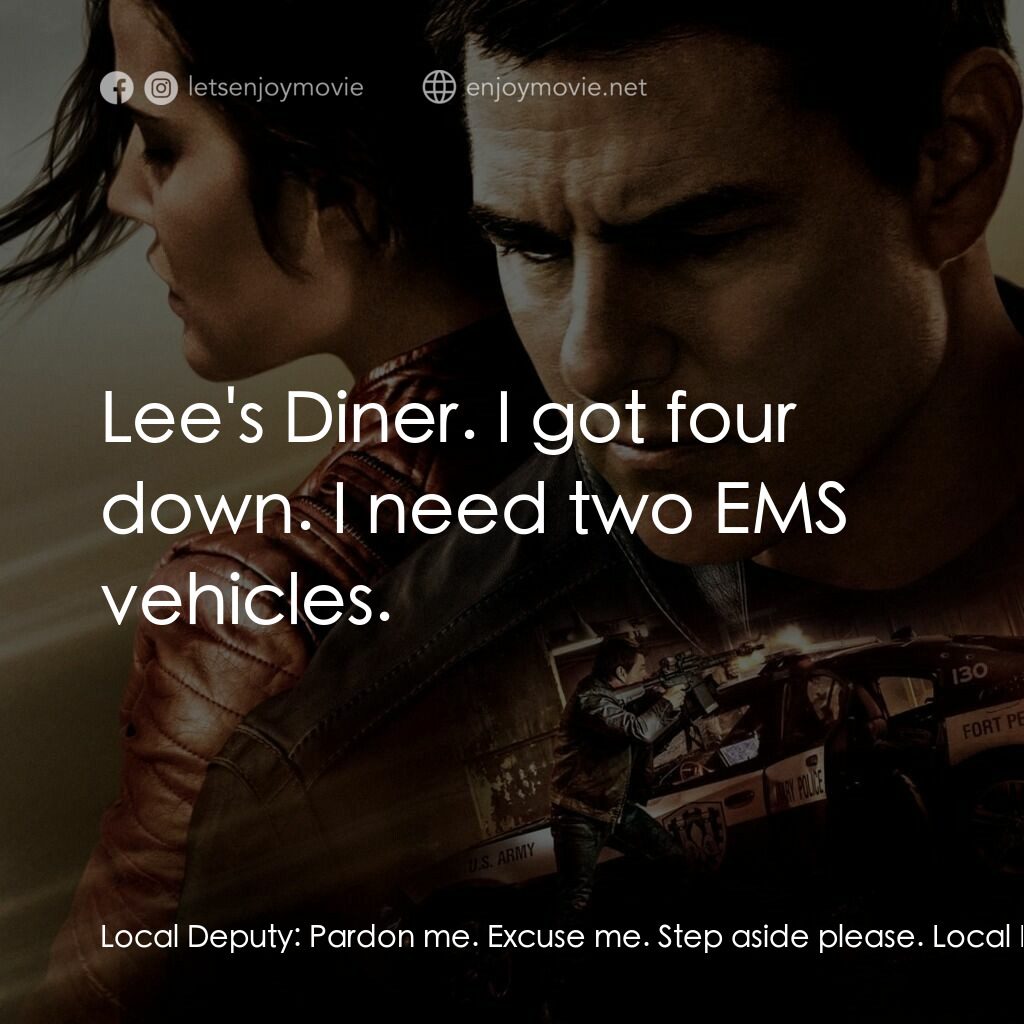 烈探狙擊：誓不回頭電影對白：Local Deputy:  Pardon me. Excuse me. Step aside please. Local Deputy:  Jesus Chri