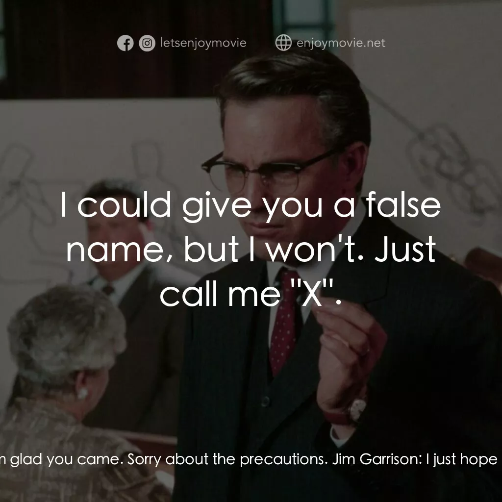 誰殺了甘迺迪電影對白：X:  Garrison? Jim Garrison:  Yes. X:  I'm glad you came. Sorry about the precauti