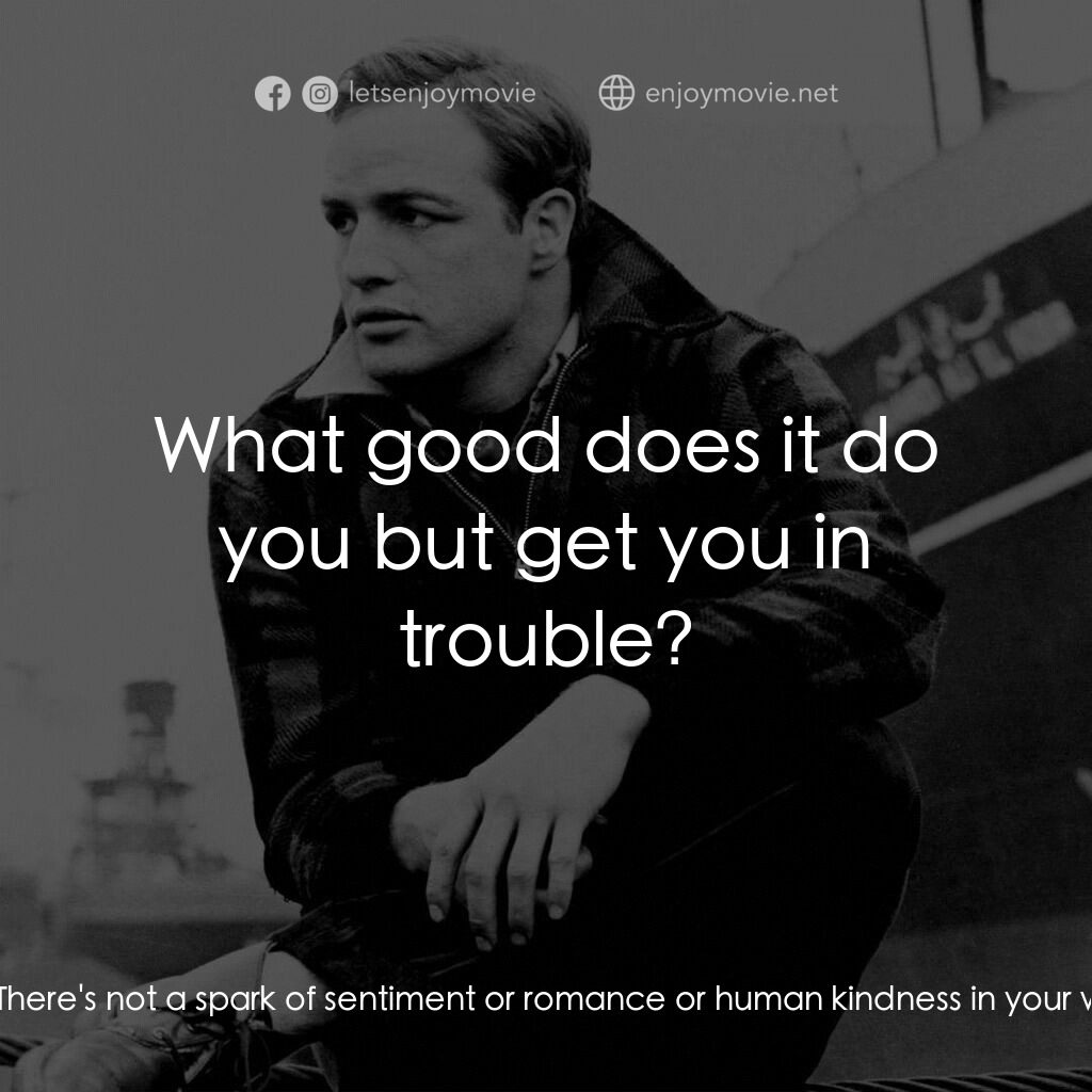 碼頭風雲電影對白：Edie Doyle:  I've never met anyone like you. There's not a spark of sentiment or 