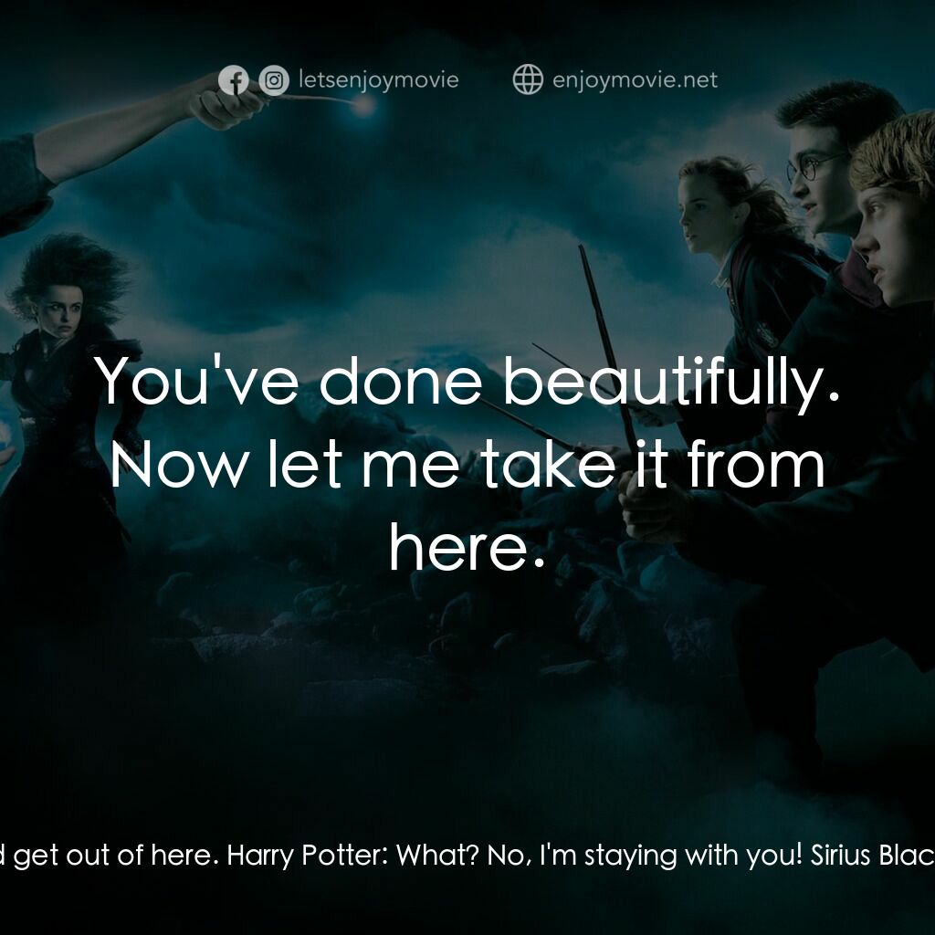 哈利波特：鳳凰會的密令電影對白：Sirius Black:  I want you to take the others and get out of here. Harry Potter:  