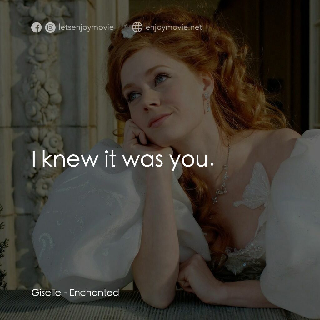 魔法奇緣電影對白：Giselle:  I knew it was you. 