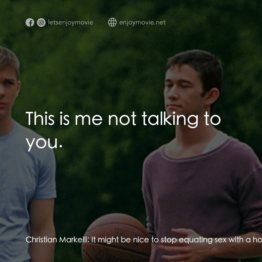 遇見好男孩電影對白：Christian Markelli:  It might be nice to stop equating sex with a handshake and i