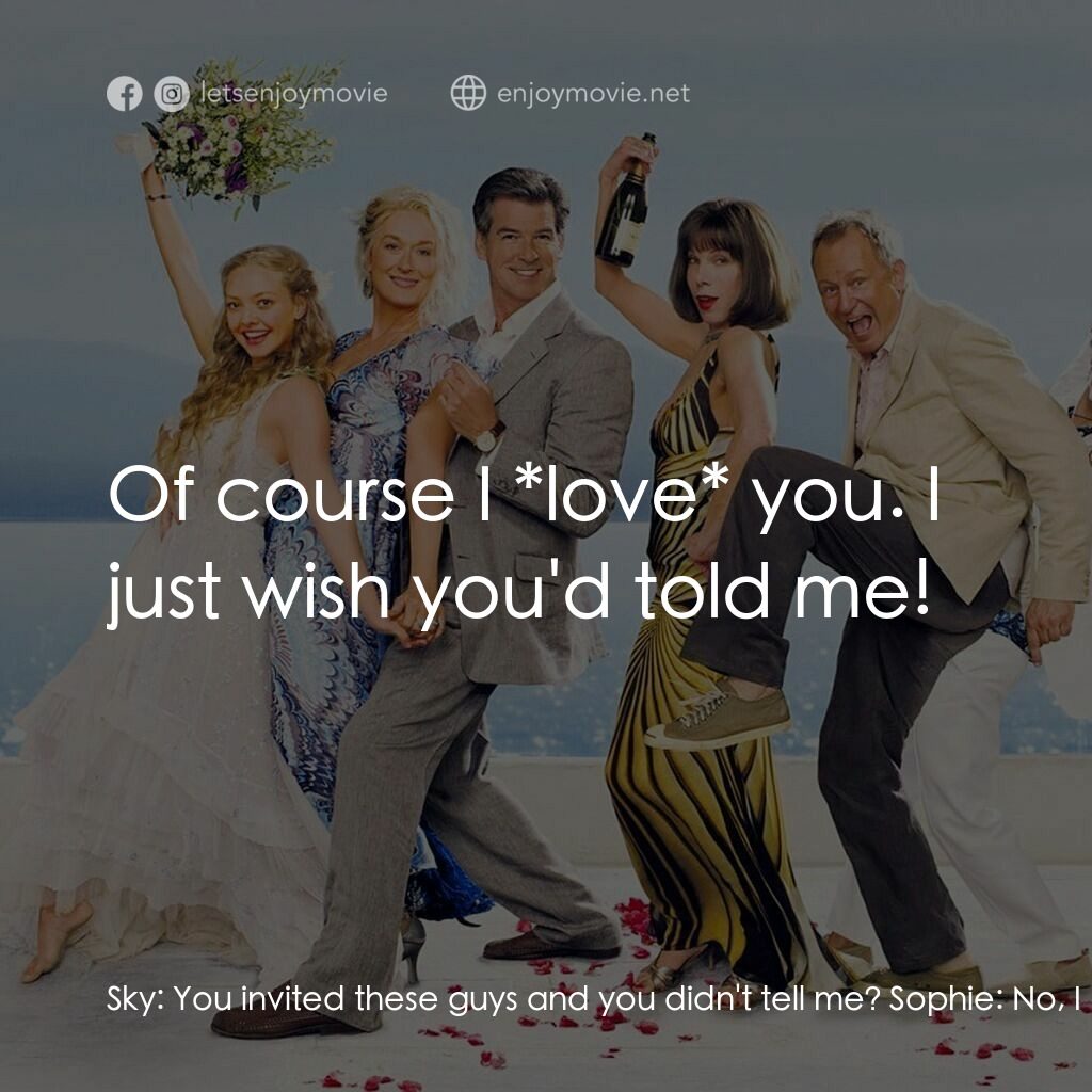 媽媽咪呀！電影對白：Sky:  You invited these guys and you didn't tell me? Sophie:  No, I thought you w