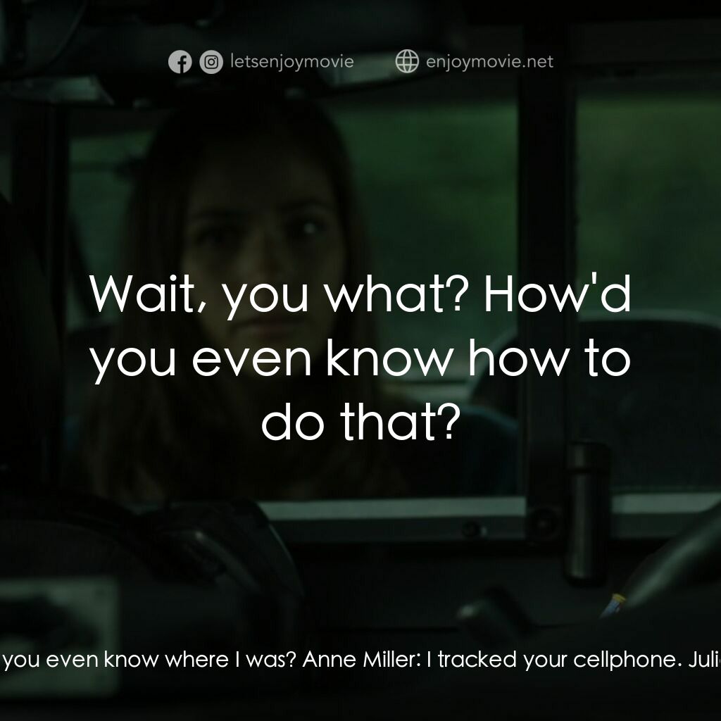 Playback電影對白：Julian Miller:  How'd you even know where I was? Anne Miller:  I tracked your cel