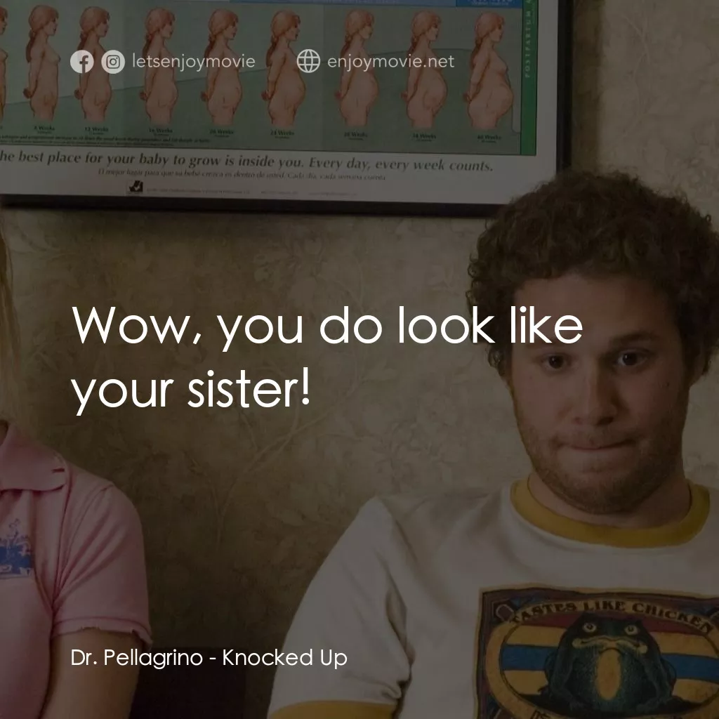 好孕臨門電影對白：Dr. Pellagrino: Wow, you do look like your sister!