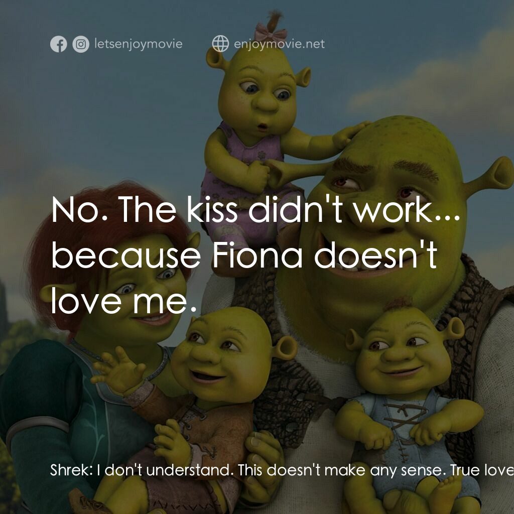 史力加萬歲萬萬歲電影對白：Shrek:  I don't understand. This doesn't make any sense. True love's kiss was sup