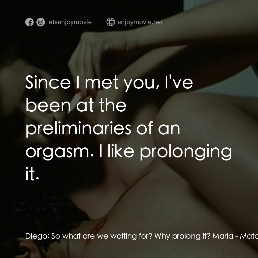 鬥牛士電影對白：Diego:  So what are we waiting for? Why prolong it? María:  Since I met you, I've