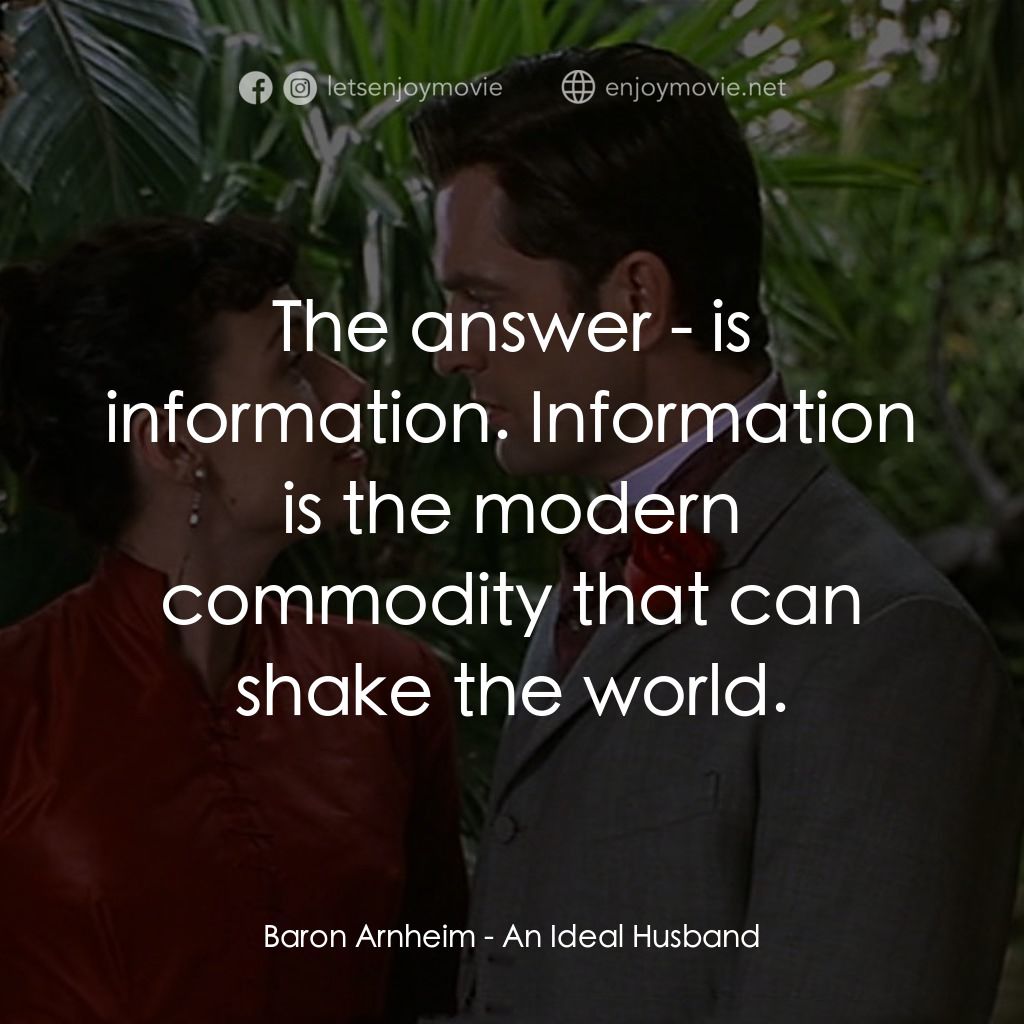 老公不及格電影對白：Baron Arnheim: The answer - is information. Information is the modern commodity t