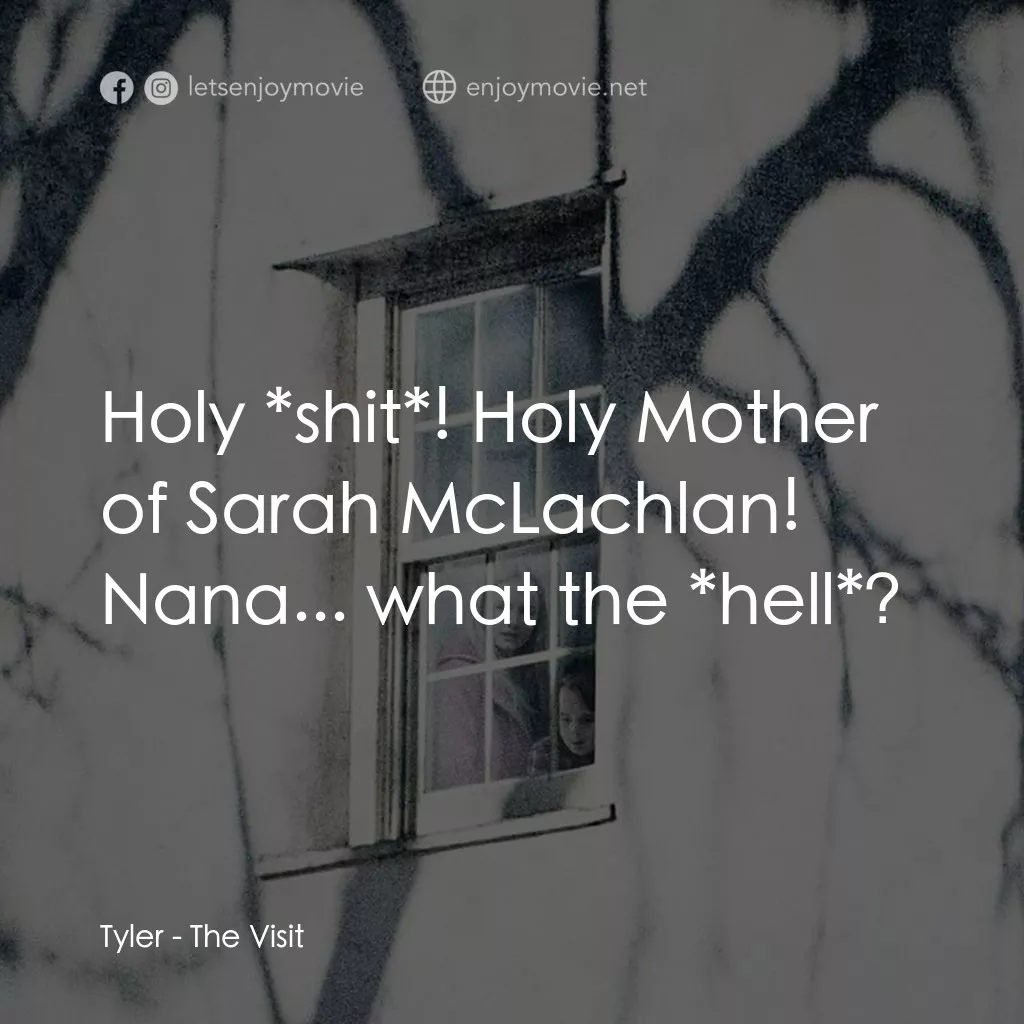 探訪電影對白：Tyler: Holy *shit*! Holy Mother of Sarah McLachlan! Nana... what the *hell*?