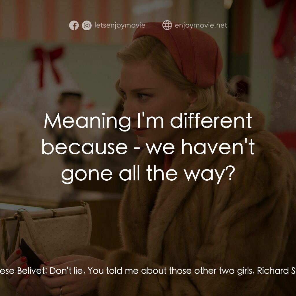 因為愛你電影對白：Therese Belivet:  How many times have you been in love? Richard Semco:  Never - u