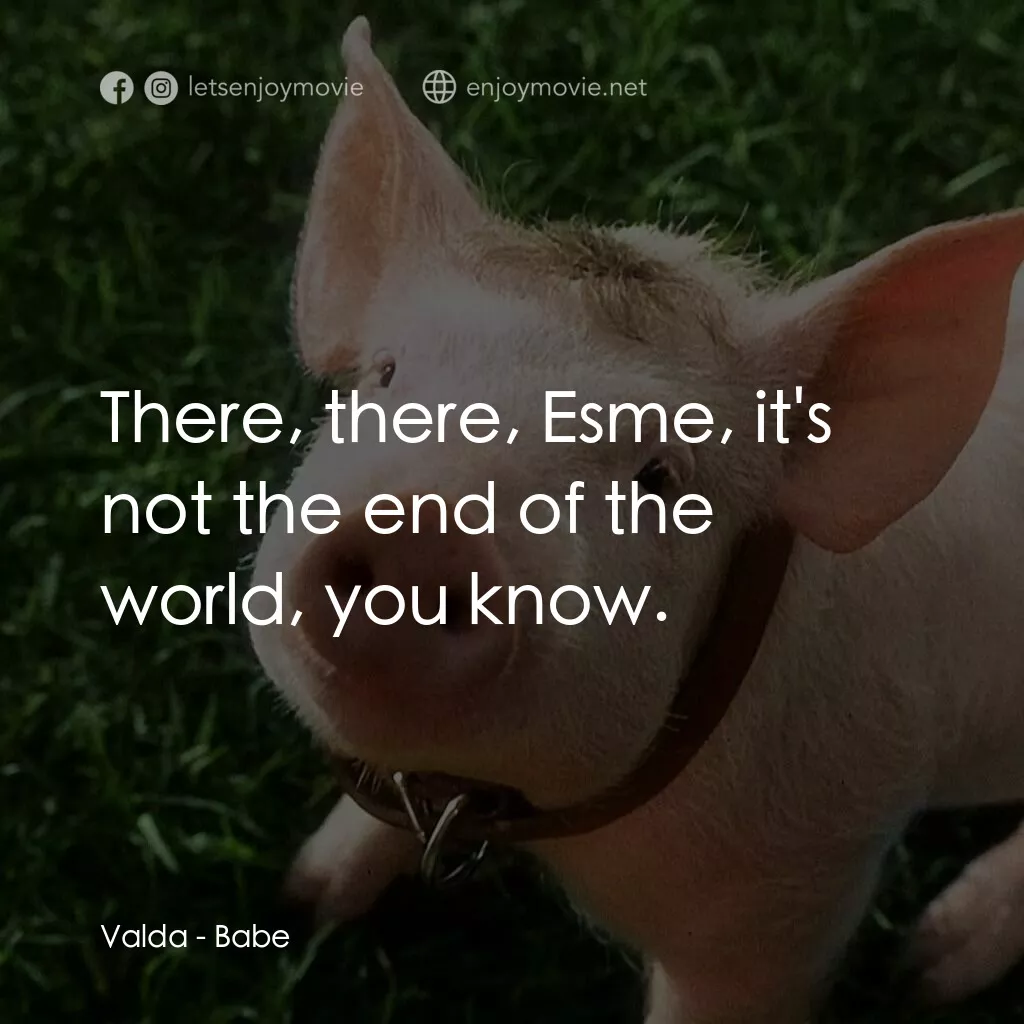 寶貝小豬嘜電影對白：Valda:  There, there, Esme, it's not the end of the world, you know.
