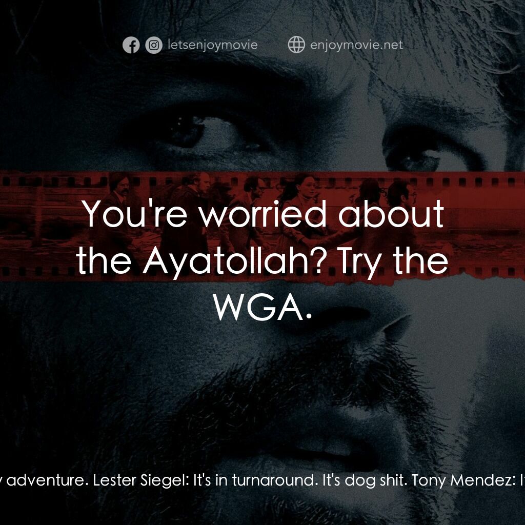 亞果出任務電影對白：Tony Mendez:  Fade in on a starship landing. An exotic, Middle Eastern vibe. Wome