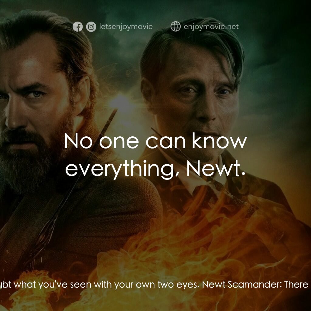 怪獸與鄧不利多的秘密電影對白：Credence Barebone:  He's lying to you. That creature is dead. Albus Dumbledore:  