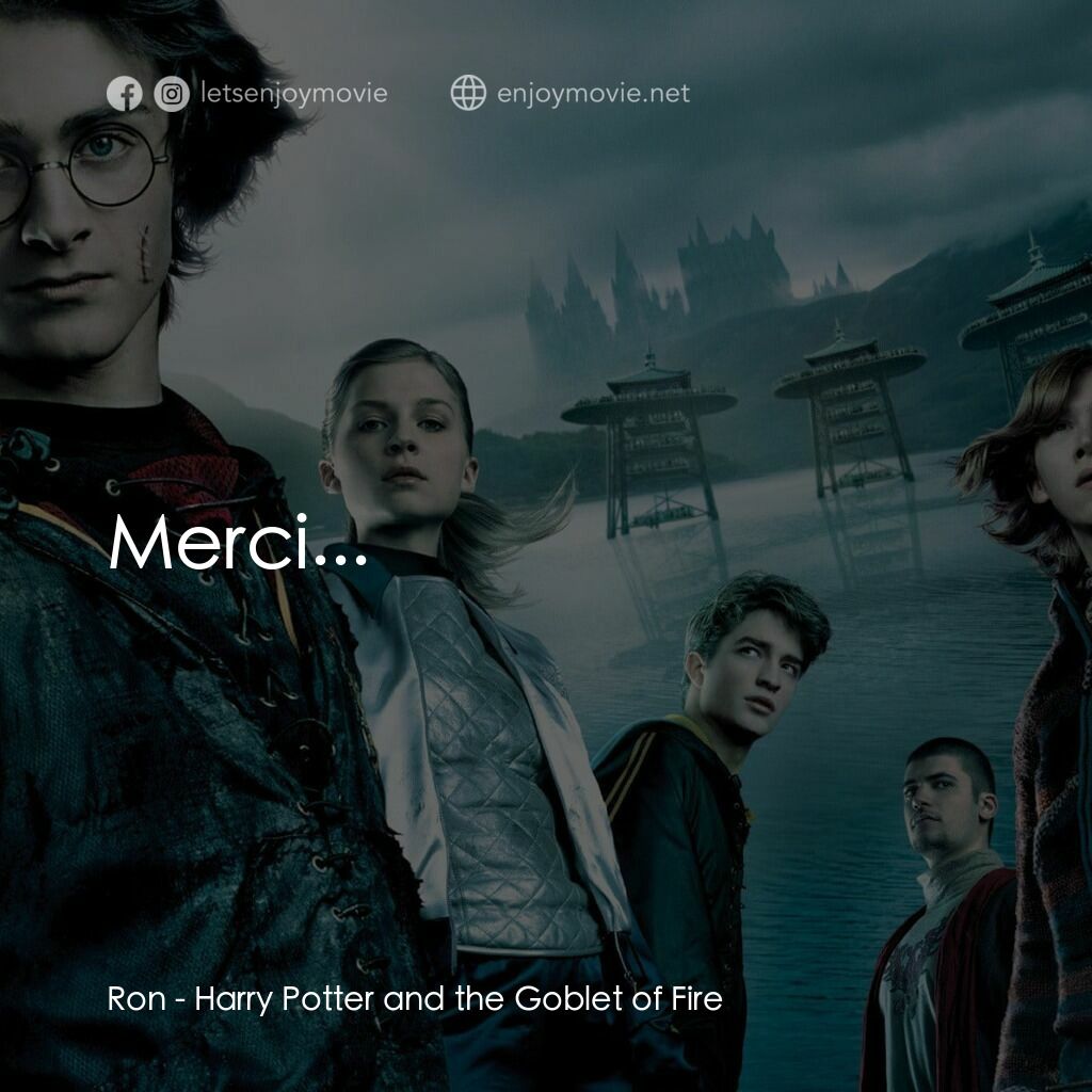 哈利波特：火盃的考驗電影對白：Ron:  Merci...