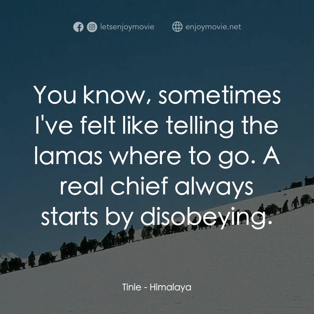 喜馬拉雅電影對白：Tinle:  You know, sometimes I've felt like telling the lamas where to go. A real 